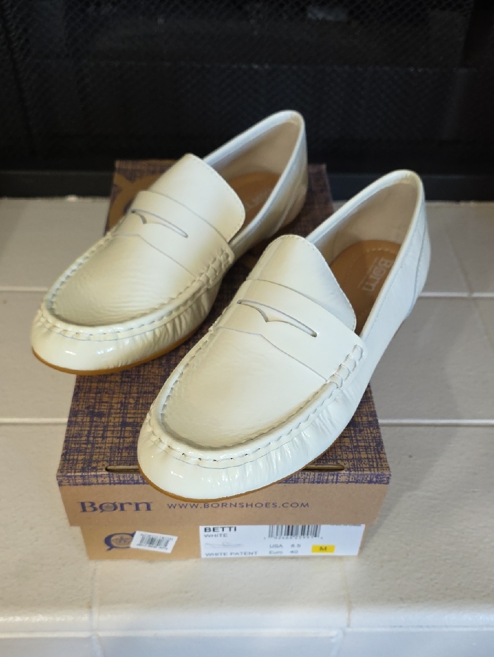 Born White Vinyl Leather Penny Loafers for Men